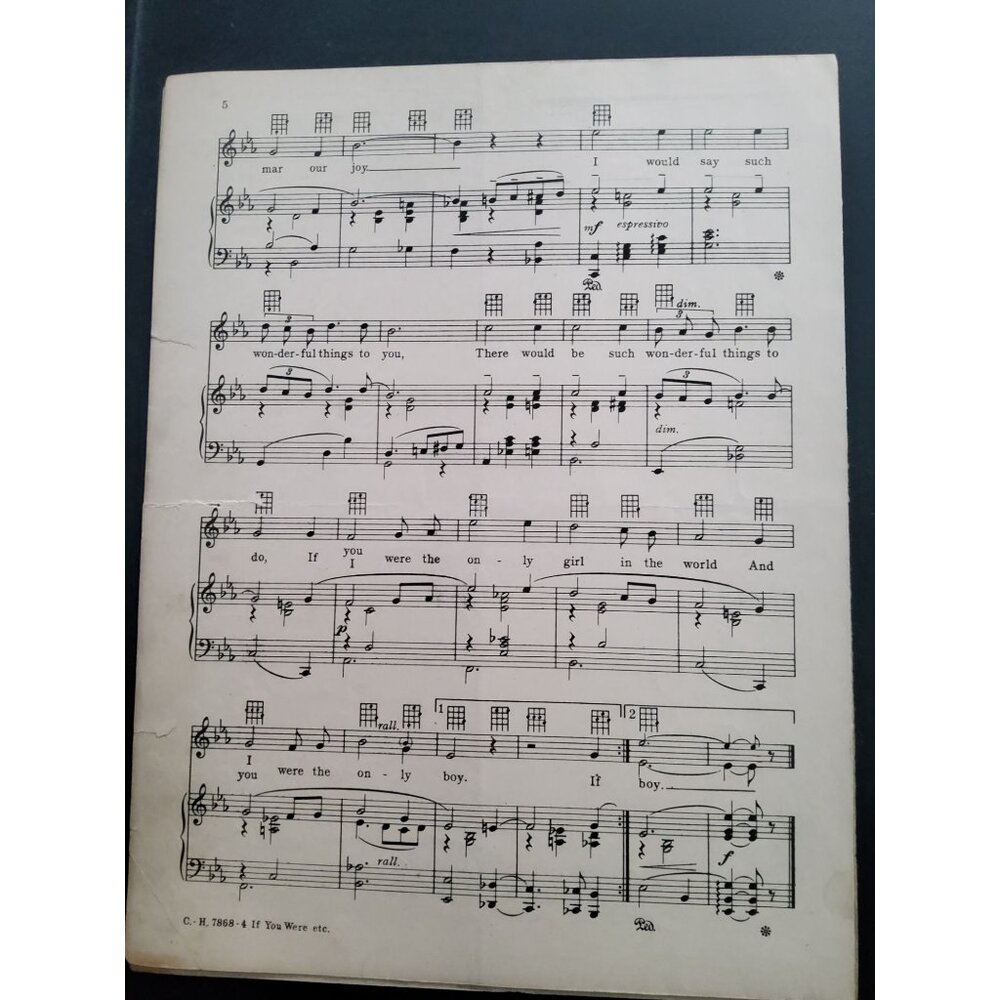 Antique 1929 Sheet Music If you were the only girl, Rudy Vallee - Picture 4 of 4